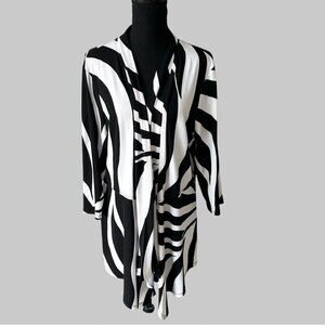 Frank Lyman Zebra Striped Draped Jersey Open Front Jacket Made in Canada
